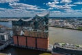 Aerial View on Elbphilharmonie in Hamburg. Summer city landscape. Royalty Free Stock Photo