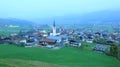 Beautiful aerial view of Ellmau at dusk, a small alpine village