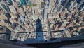 Beautiful aerial view of Empire State Building shadow on highscaper buildings of Manhattan,  New York, Royalty Free Stock Photo