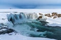 Beautiful aerial view of Godafoss waterfall in Iceland Royalty Free Stock Photo