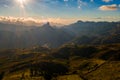 Beautiful aerial view of the Gran Canaria mountains in the island with Teide volcano view