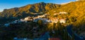 Beautiful aerial view of the Gran Canaria mountains in the island with Teide volcano view