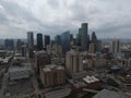 Beautiful aerial view of high-rise buildings and skyscrapers on a cloudy day  in Houston Royalty Free Stock Photo