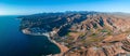 Beautiful aerial view of the island of Gran Canaria. Magical cliffs by the Atlantic ocean