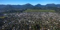 Beautiful aerial view of Kailua, Oahu Hawaii on the greener and rainier windward side of the island.