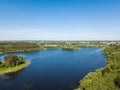 Beautiful aerial view of lake and forest district. Belarus is th Royalty Free Stock Photo