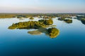 Beautiful aerial view of lake Galve, favourite lake among water-based tourists, divers and holiday makers, Trakai, Lithuania Royalty Free Stock Photo