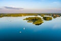 Beautiful aerial view of lake Galve, favourite lake among water-based tourists, divers and holiday makers, Trakai, Lithuania Royalty Free Stock Photo