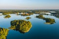 Beautiful aerial view of lake Galve, favourite lake among water-based tourists, divers and holiday makers, Trakai, Lithuania Royalty Free Stock Photo