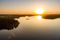 Beautiful aerial view of lake Galve, favourite lake among water-based tourists, divers and holiday makers, Trakai, Lithuania Royalty Free Stock Photo