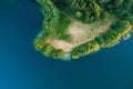 Beautiful aerial view of lake Galve, favourite lake among water-based tourists, divers and holiday makers, Trakai, Lithuania Royalty Free Stock Photo