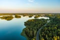 Beautiful aerial view of lake Galve, favourite lake among water-based tourists, divers and holiday makers, Trakai, Lithuania Royalty Free Stock Photo