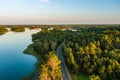 Beautiful aerial view of lake Galve, favourite lake among water-based tourists, divers and holiday makers, Trakai, Lithuania Royalty Free Stock Photo