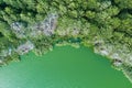 Beautiful aerial view of lake Plaze in Klaipeda district, where bird lovers can watch the lake`s water birds up close