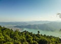 Beautiful aerial view of Lakeside city of Pokhara Valley, Nepal.