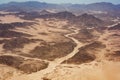 Beautiful aerial view landscape of mountains peaks in desert. Mountains in the desert, aerial view Royalty Free Stock Photo