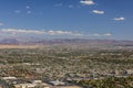 Beautiful aerial view of Las Vegas with mountain landscape on blue sky with white clouds background. Royalty Free Stock Photo