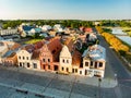 Beautiful aerial view of the market square of Kedainiai, one of the oldest cities in Lithuania. Unique colorful Stikliu houses in