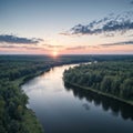 Beautiful aerial view of Moletai region, famous or its lakes. Scenic summer evening landscape, Moletai, Lithuania made