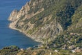 Beautiful aerial view of Monterosso al mare and Punta Mesco, Cinque Terre, La Spezia, Liguria, Italy Royalty Free Stock Photo