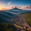 Beautiful aerial view of the mountains of Oaxaca at sunset in Mexico. made with Generative AI Royalty Free Stock Photo