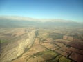 Beautiful aerial view of mountains river and fields in Salta Argentina South America Andes mountains Royalty Free Stock Photo