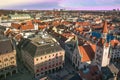 Beautiful aerial view of Munich at last light of the day Royalty Free Stock Photo