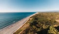 Beautiful aerial view of ocean coastline and beach. Blue sea water and sky Royalty Free Stock Photo