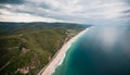 Beautiful aerial view of ocean coastline and beach. Blue sea water and sky Royalty Free Stock Photo