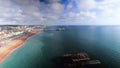 Aerial View of The Old West Pier and New Brighton Pier Royalty Free Stock Photo