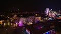 Beautiful aerial view over popular amusement park Wurstelprater in Vienna, Austria with illuminated buildings. Royalty Free Stock Photo