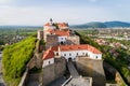 Beautiful aerial view of Palanok Castle in Mukachevo , Ukraine Royalty Free Stock Photo