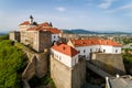 Beautiful aerial view of Palanok Castle in Mukachevo , Ukraine Royalty Free Stock Photo