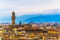 Beautiful aerial view of palazzo vecchio in Florence, Italy...IMAGE Royalty Free Stock Photo