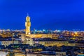 Beautiful aerial view of Palazzo Vecchio during sunset in Florence, Italy...IMAGE Royalty Free Stock Photo