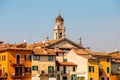 Beautiful aerial view panorama city bridge sunset Verona Italy