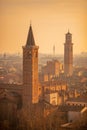 Beautiful aerial view panorama city bridge sunset Verona Italy