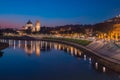 Beautiful aerial view panorama night Verona sunset Italy