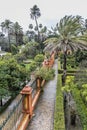 Aerial view of a part the gardens of the alcazar in Seville
