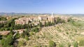 Beautiful aerial view of Pienza, small medieval town of Tuscany Royalty Free Stock Photo