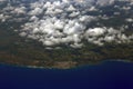 Flying above the clouds. View from the airplane. Royalty Free Stock Photo