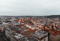 Beautiful aerial view of Prague city in Czech republic - historical part and old town in autumn time - taken by drone. Cityscape Royalty Free Stock Photo