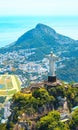 Beautiful Aerial view of Rio de Janeiro with Christ Redeemer and Corcovado Mountain. Brazil. Latin America