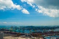 Beautiful aerial view of Singapore industrial, commercial port Royalty Free Stock Photo