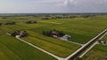 A beautiful aerial view small house among the rice fields Royalty Free Stock Photo