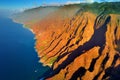 Beautiful aerial view of spectacular Na Pali coast, Kauai