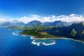 Beautiful aerial view of spectacular Na Pali coast, Kauai Royalty Free Stock Photo