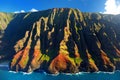 Beautiful aerial view of spectacular Na Pali coast, Kauai Royalty Free Stock Photo