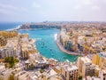Beautiful aerial view of the Spinola Bay, St. Julians and Sliema town on Malta