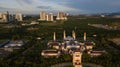 Beautiful aerial view sunrise at The Kota Iskandar Mosque located at Kota Iskandar, Iskandar Puteri, a Johor State